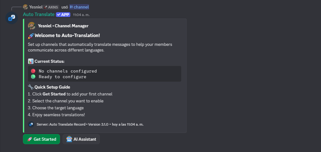 Channel Command Example